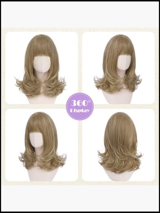 15 Inch Blonde Bob Wig Heat Resistant Layered Straight Synthetic Hair Clip Wig main image 4